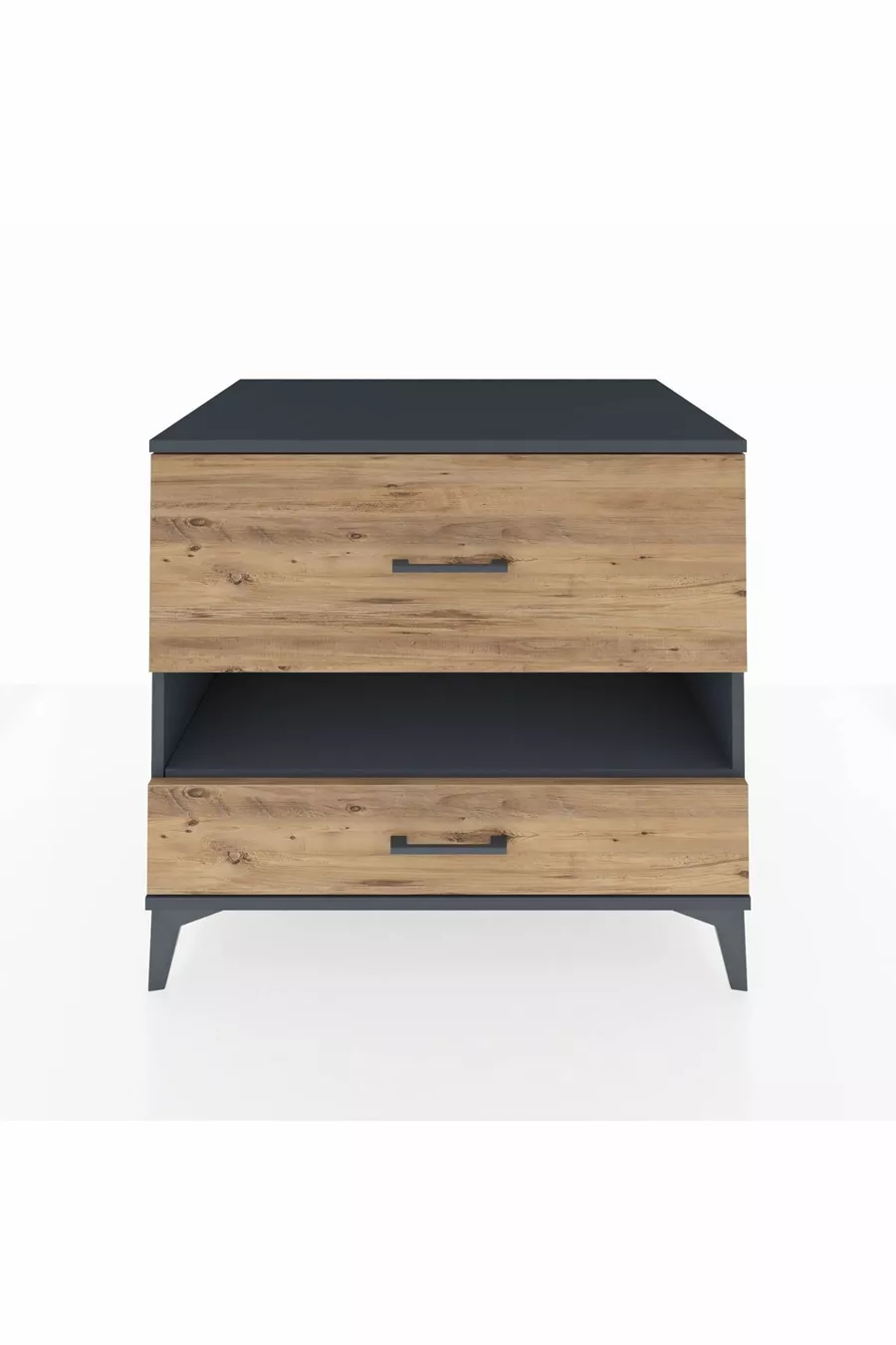 Kronos Dresser Single Shelf 2 Drawers Anthracite-Pine