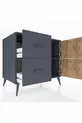 Kronos Comodino con un Ripiano, 2 Cassetti e 2 Ante, Antracite-Pino/Antracite