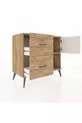 Commode Hyperion avec une étagère, 2 tiroirs et une porte, pin-pierre d'onyx/pin