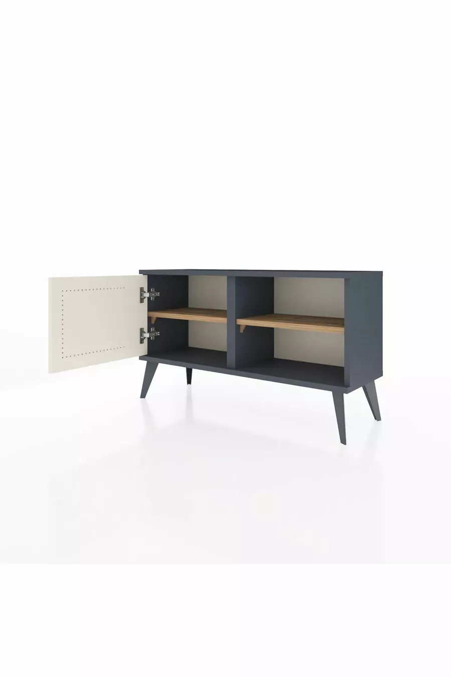 Commode Arges avec 2 étagères et une porte Anthracite-Pierre de Lune/Sapin