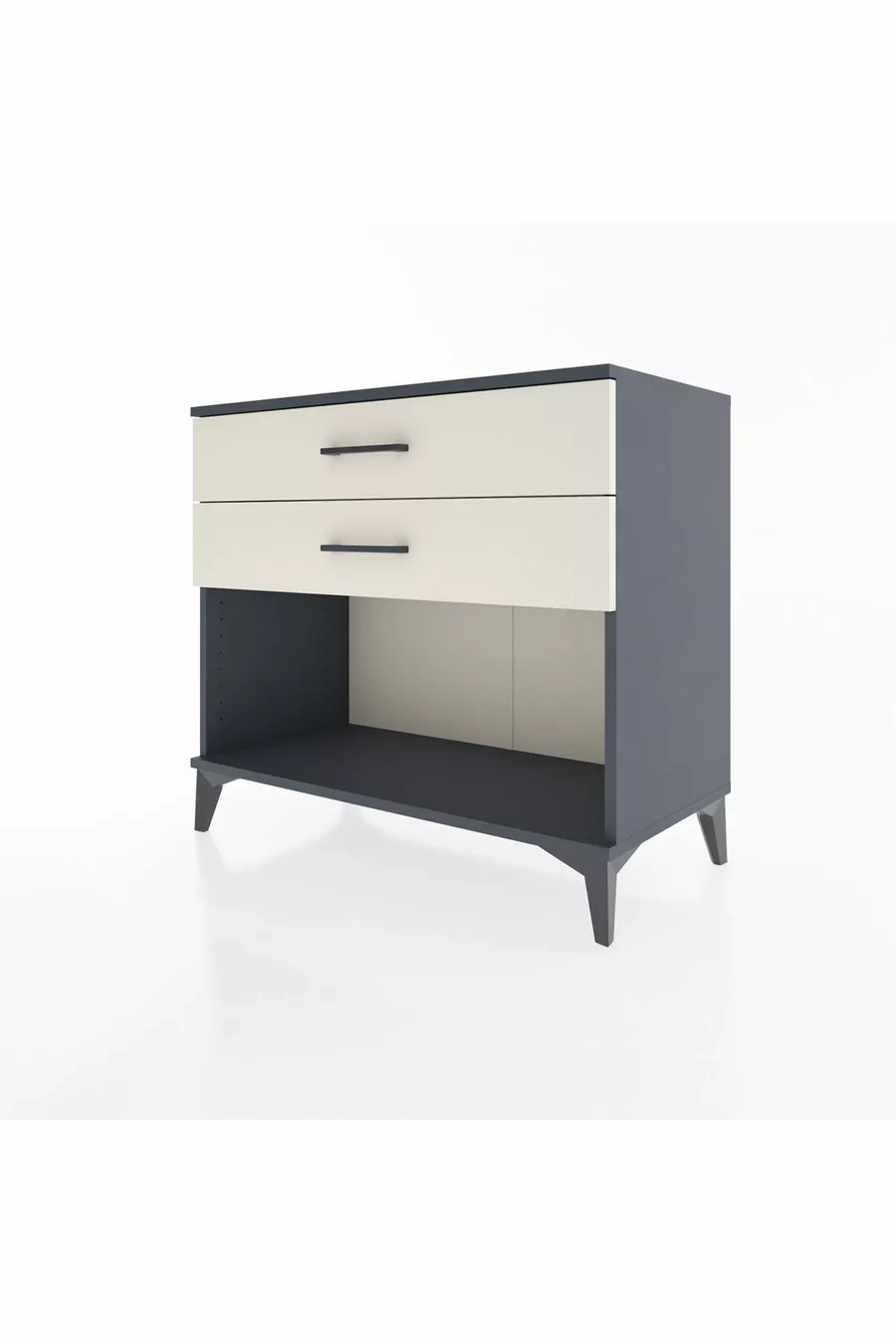 Commode Hyperion à 2 tiroirs Anthracite-Pierre de lune