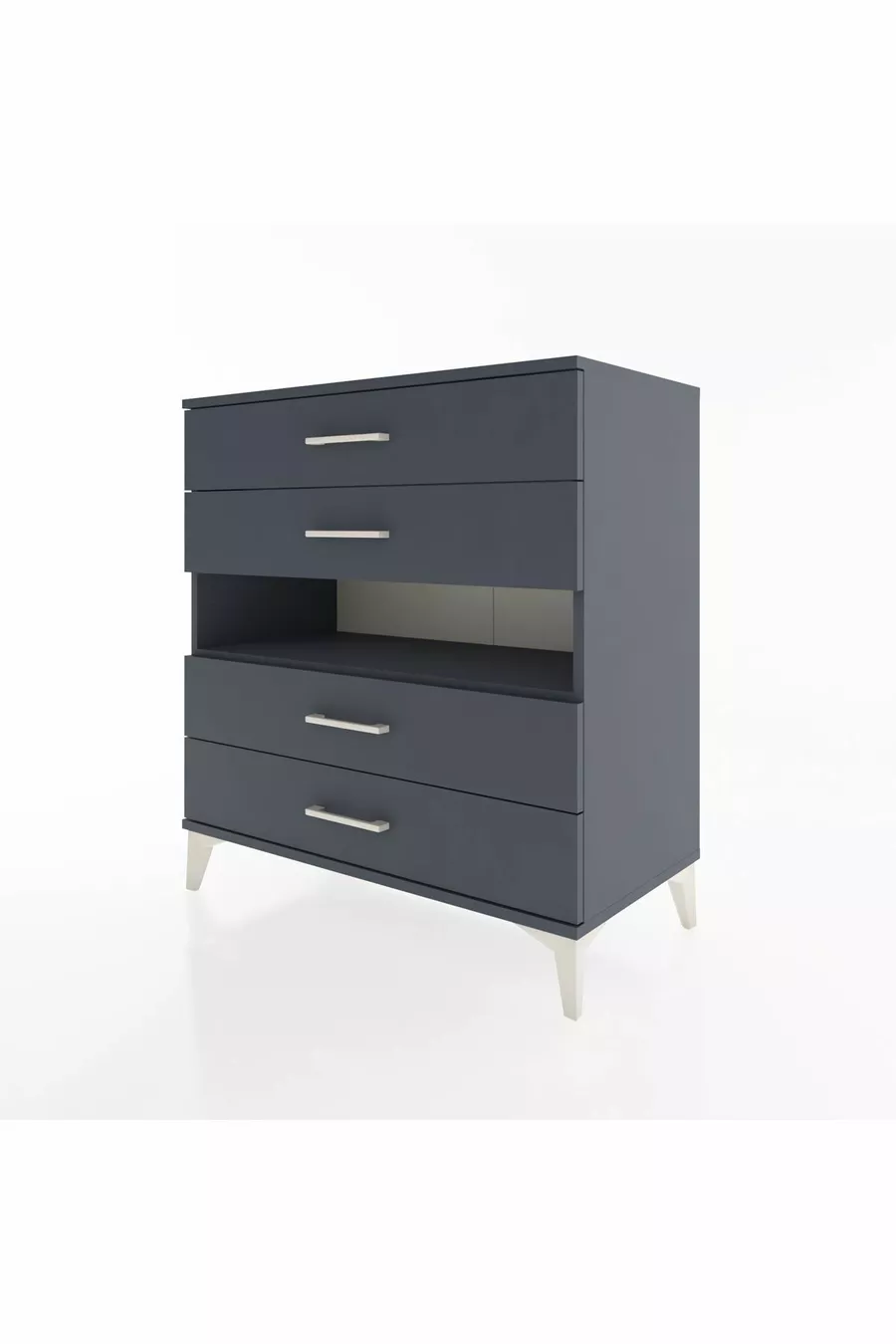 Commode Hyperion à une étagère et 4 tiroirs Anthracite-Anthracite