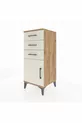 Commode Hyperion avec une étagère, 3 tiroirs et une porte, en pin et travertin