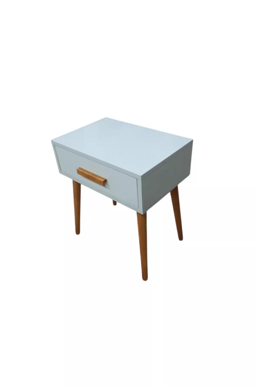 Comodino bianco con un cassetto