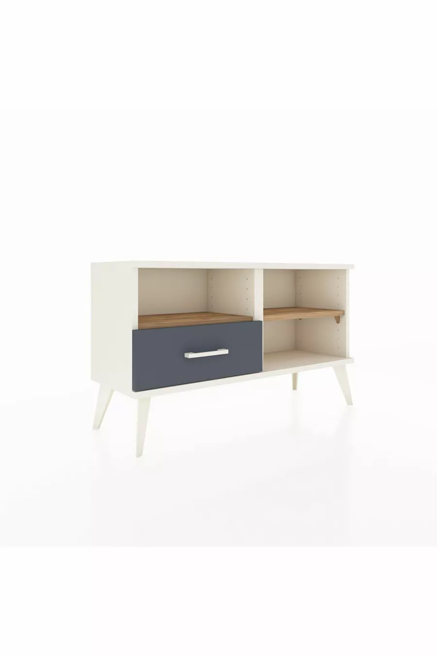 Commode Arges 2 étagères 1 tiroir Pierre de lune/Pin/Anthracite