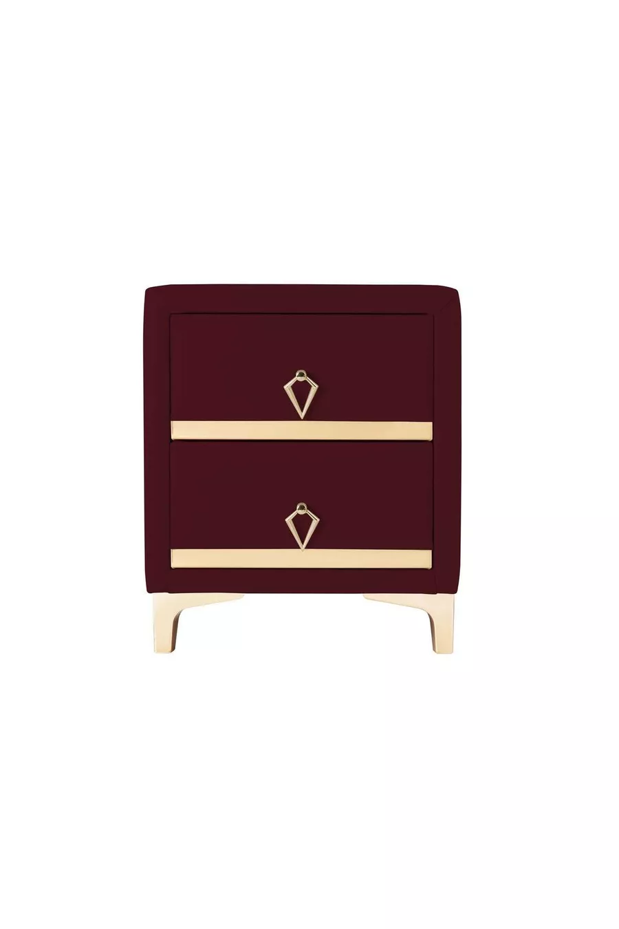 Table de chevet Doppia Linea Gold, à deux tiroirs