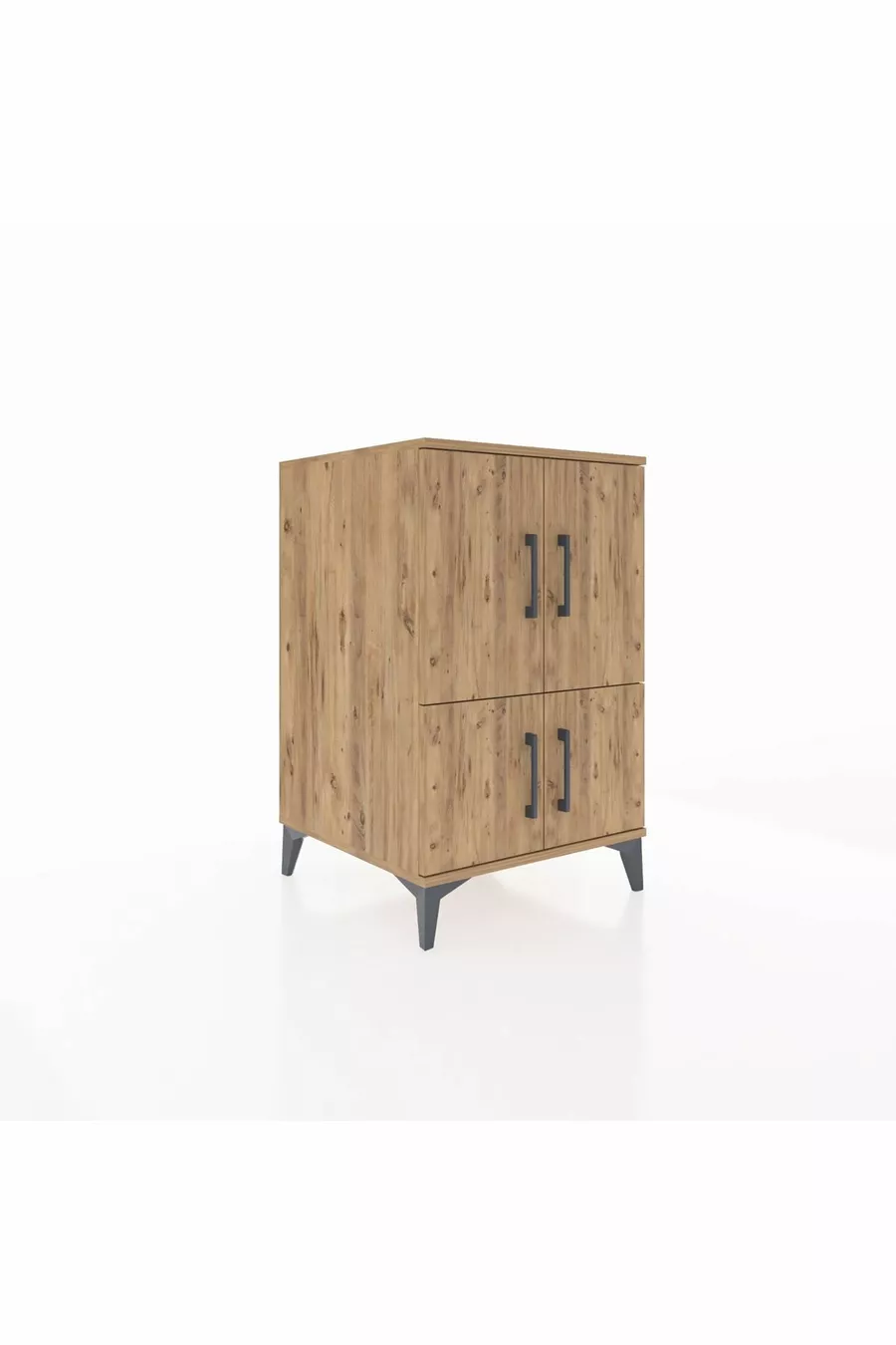 Kronos Nightstand with 2 Shelves and 4 Doors Pine-Pine