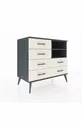 Commode Hyperion 2 étagères 6 tiroirs Anthracite-Anthracite/Pierre de lune