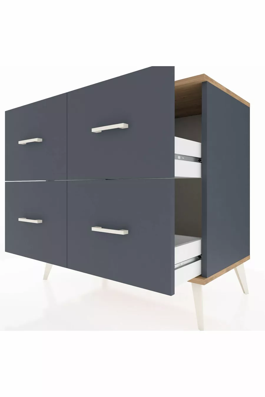 Hyperion Kommode mit 4 Schubladen Anthrazit-Kiefer/Anthrazit
