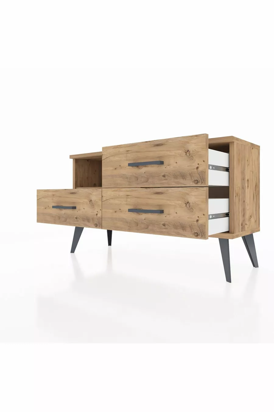 Commode Arges à un seul étagère et 3 tiroirs en pin