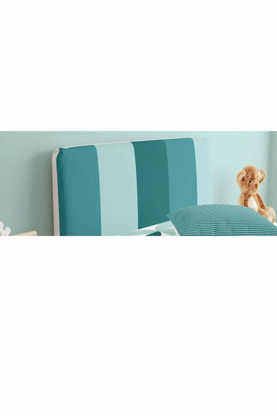Bed Headboard Cover Youth Room Green Tones Geometric Patterns
