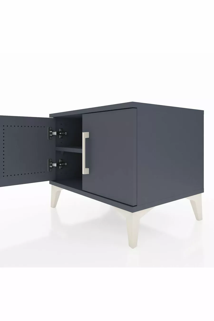 Table de chevet Hyperion à une étagère et deux portes Anthracite-Anthracite