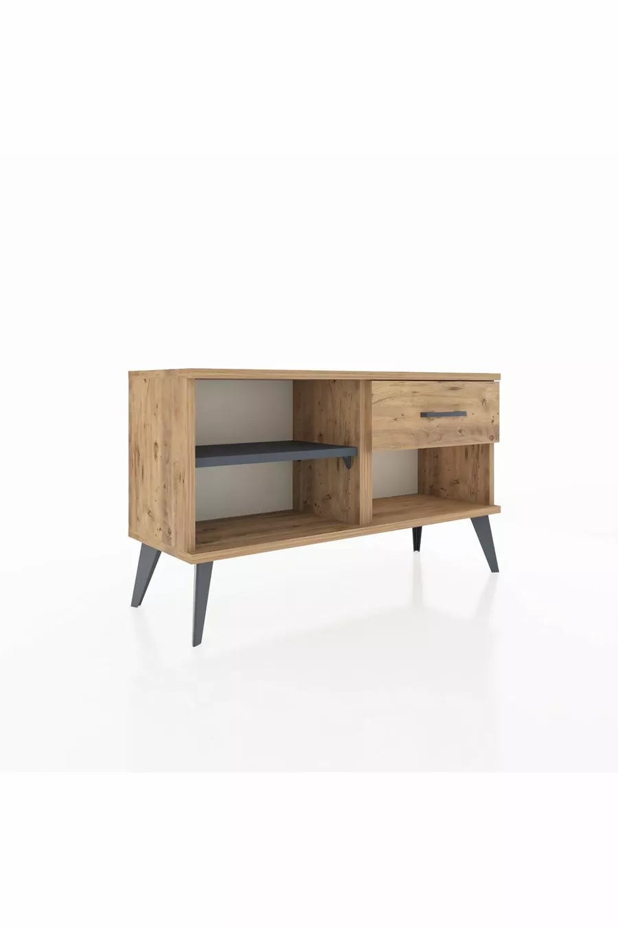 Commode Arges avec une étagère et un tiroir, pin-anthracite/pin