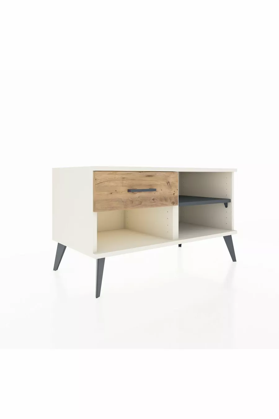 Hyperion Dresser Single Shelf Single Drawer Moonstone-Anthracite/Pine