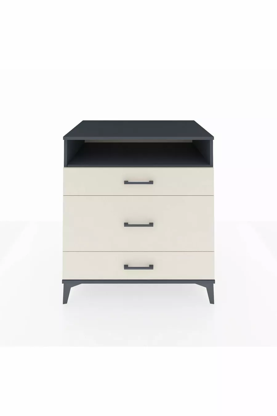 Commode Kronos à une étagère et 3 tiroirs Anthracite-Pierre de Lune
