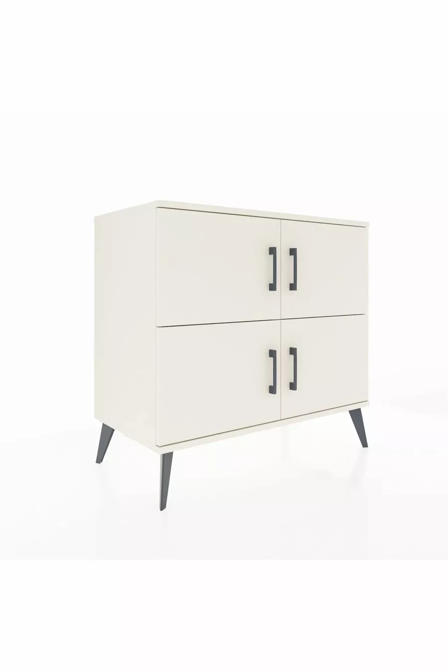 Commode Hyperion 2 étagères 4 portes Pierre de lune/Pierre de lune/Anthracite
