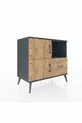 Commode Hyperion 2 étagères 1 tiroir 2 portes Anthracite-Épicéa