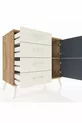 Commode Hyperion avec une seule étagère, 4 tiroirs et 2 portes, pin-anthracite/pierre de lune