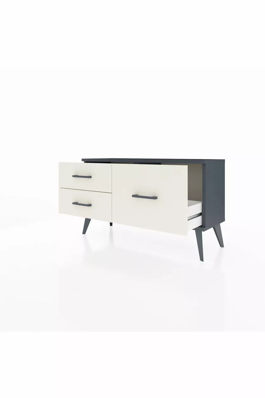 Arges Kommode 3 Regale Anthrazit-Anthrazit/Steinmarmor