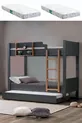 Hochbett, Asya abnehmbares Etagenbett mit Bettkasten, Anthrazit - Nussbaum + 2 Komfortmatratzen