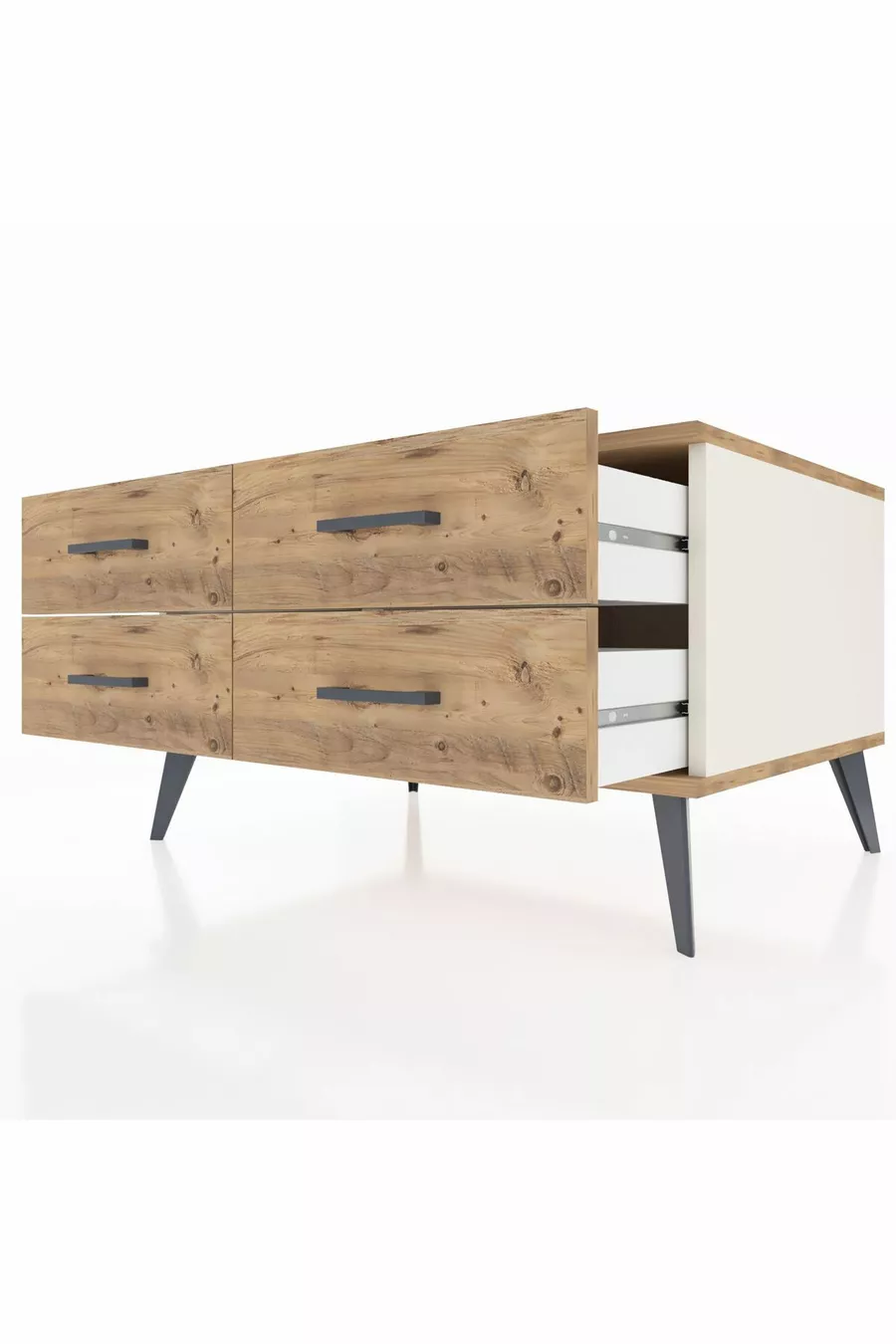 Commode Kronos 4 étagères Pierre de Lune-Pin