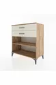 Commode Hyperion à un seul étagère et 2 tiroirs en pin-onyx