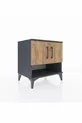 Hyperion Nightstand with 2 Shelves and 2 Doors Anthracite-Pine