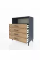 Commode Hyperion à une étagère et 4 tiroirs Anthracite-Pin