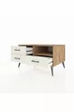Commode Kronos à une étagère et trois tiroirs Pin-Pin/Marbre blanc