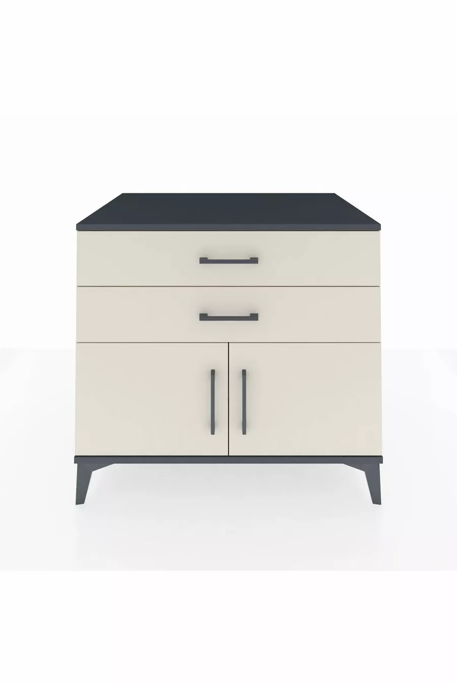 Commode Kronos avec une étagère, 2 tiroirs et 2 portes, anthracite-gris pierre