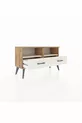 Commode Arges 2 étagères 2 tiroirs Pin-Pierre de lave