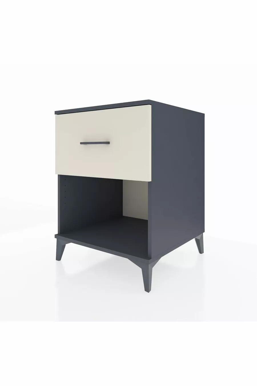 Chevet Kronos avec un tiroir unique Gris anthracite-Sable