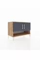 Commode Hyperion 2 étagères 2 portes Pin-Anthracite