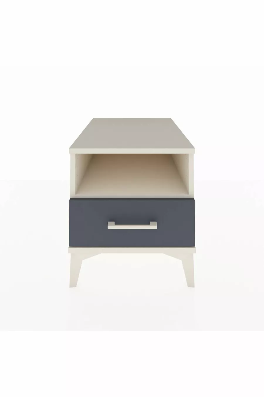 Comodino Kronos con un Ripiano e un Cassetto, Colore Pietra Luna-Antracite
