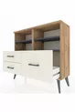 Commode Arges 4 étagères 3 tiroirs Pin-Anthracite/Marbre