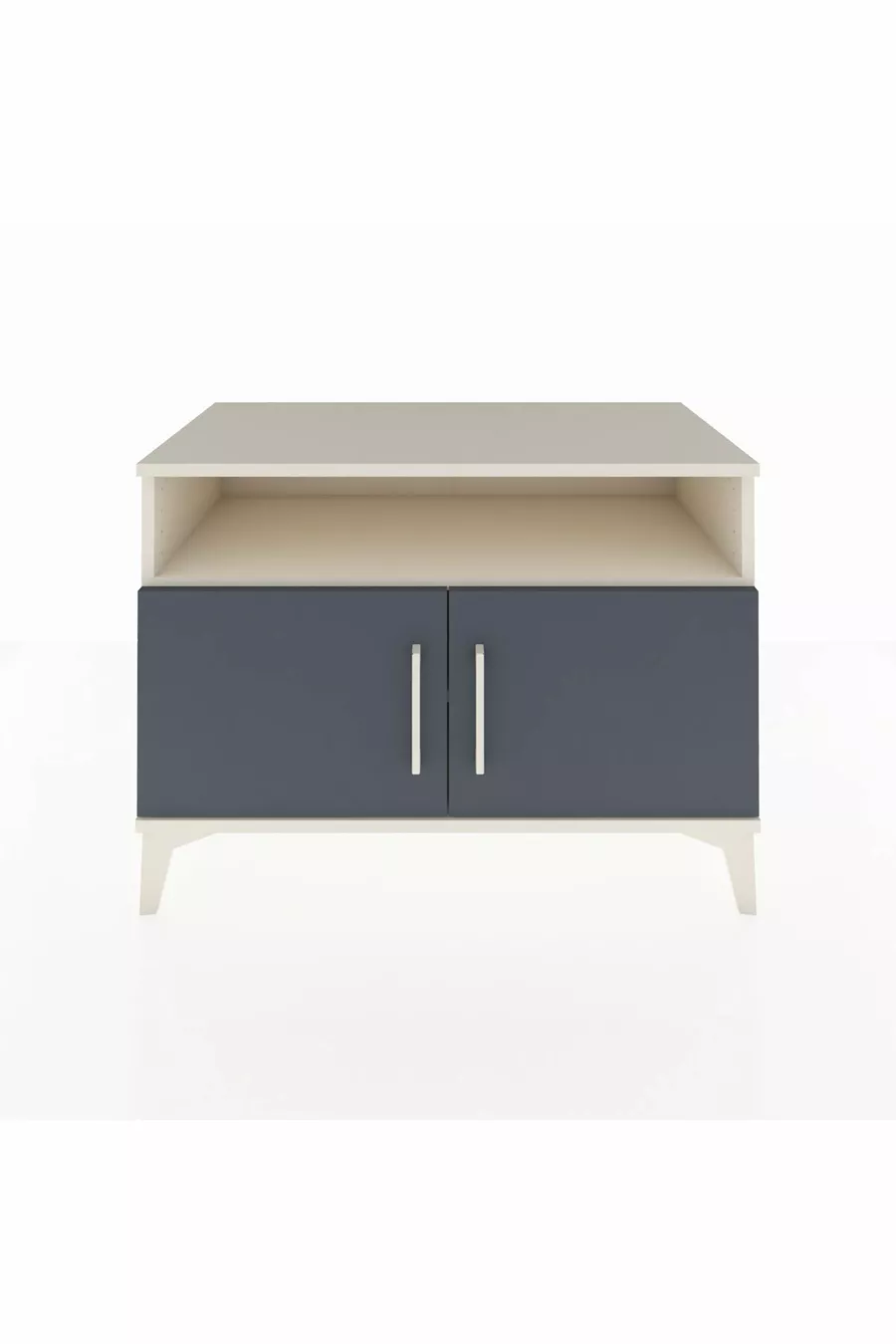 Commode Hyperion 2 étagères 2 portes Pierre de lune-Anthracite