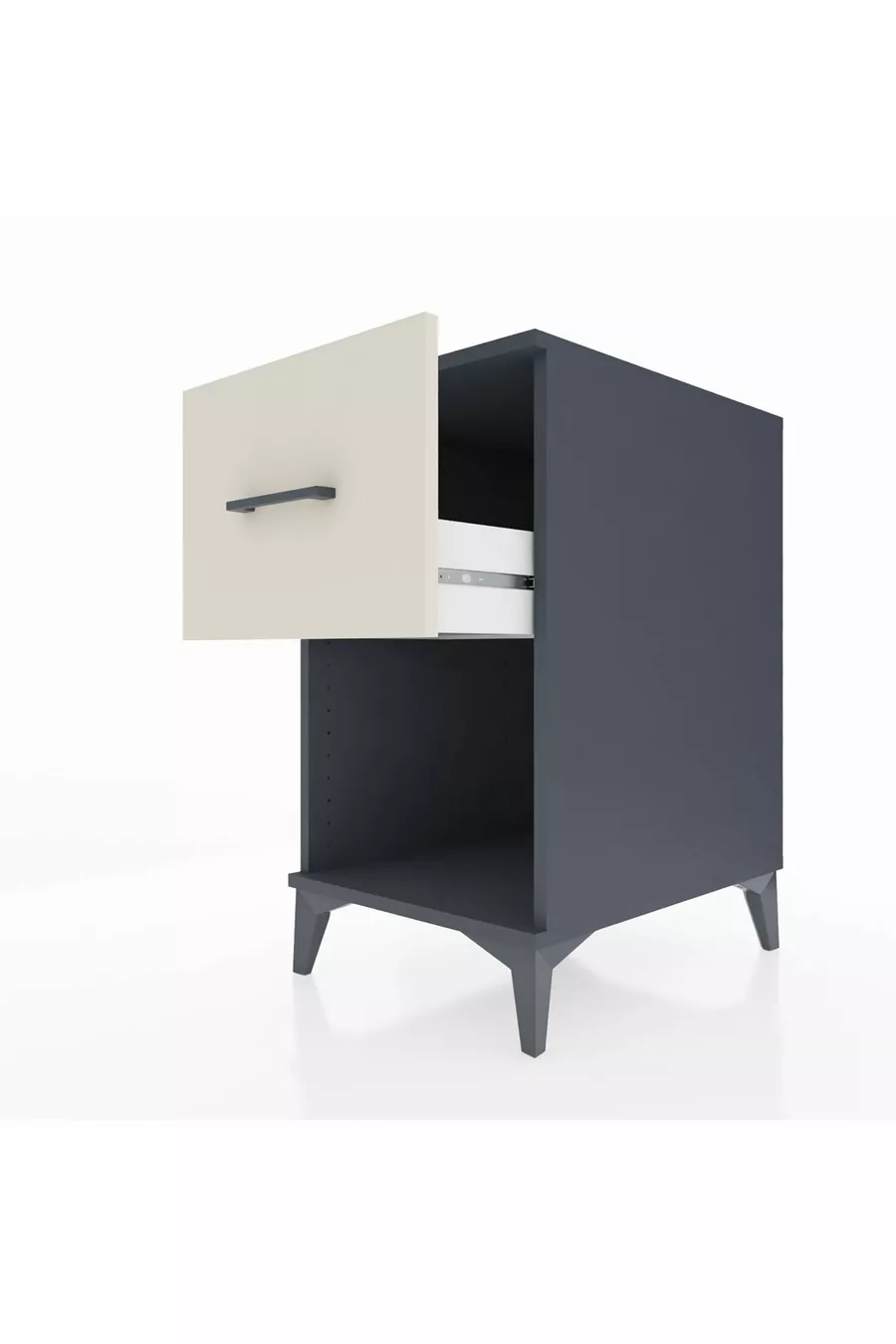 Chevet Kronos avec un tiroir unique Gris anthracite-Sable