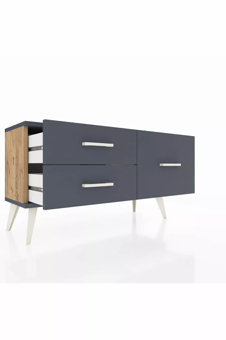 Commode Arges 3 étagères Pin-Anthracite