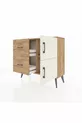 Commode Arges avec une seule étagère, 2 tiroirs et 2 portes, en pin-pierre d'âme/pin