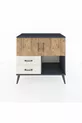 Commode Hyperion 2 étagères 2 tiroirs 2 portes Anthracite-Pin/Gris pierre