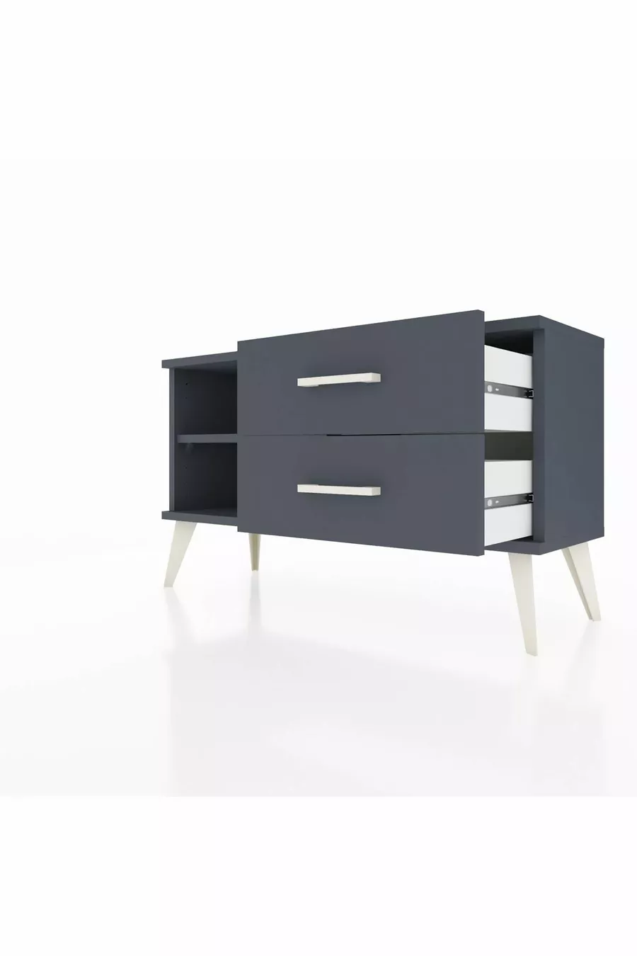 Commode Arges à une étagère et 2 tiroirs Anthracite-Anthracite