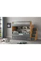 Letto a castello con persiane / Pino-antracite / Installazione gratuita / 3 sezioni letto e scala con armadio / 100% MDF