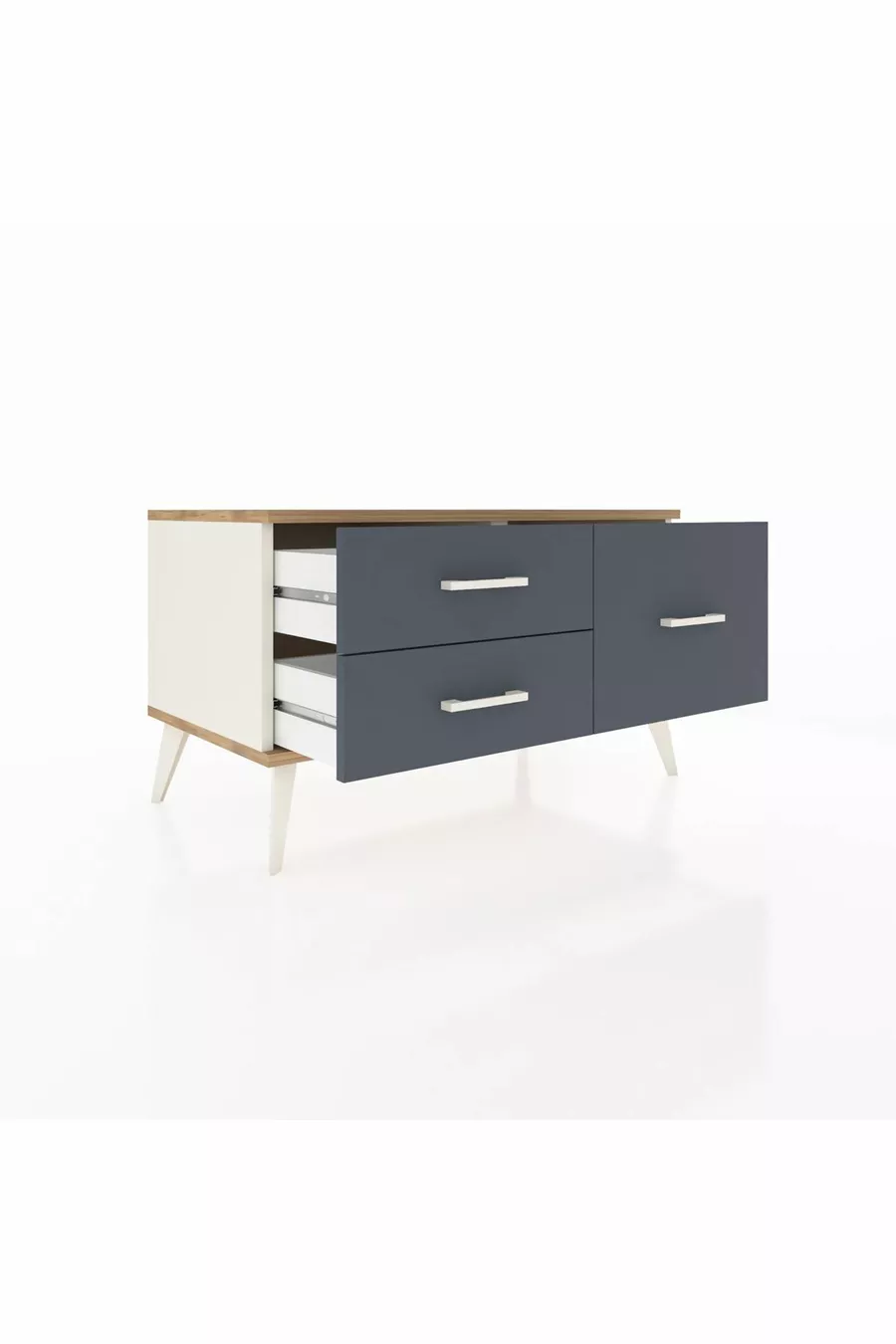 Commode Hyperion 3 étagères Pierre de Lune-Épicéa/Anthracite