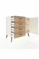 Commode Hyperion avec une seule étagère, 4 tiroirs et une porte, Pierre de Lune/Pins