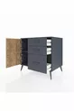 Commode Kronos à une étagère, 3 tiroirs, 2 portes, Anthracite-Sapin/Anthracite
