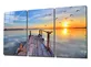 Coucher de soleil sur la plage Mega Peinture sur verre