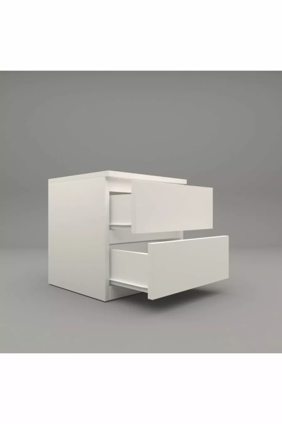 Umut White  cm Nightstand with 2 Drawers