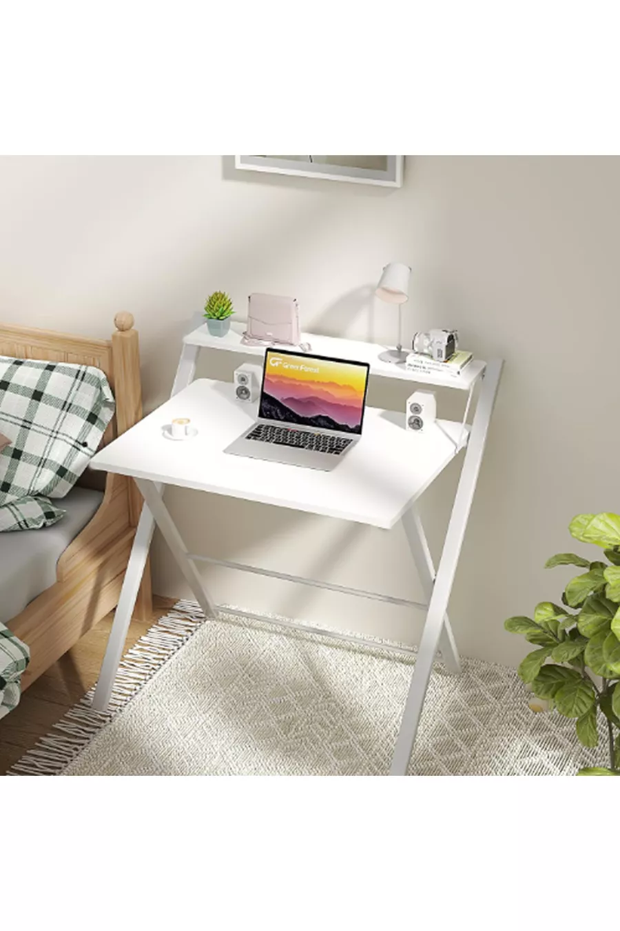 Table d'ordinateur portable élégante et durable avec pieds en métal non vacillants, bureau pliant, table de travail pour ordinateur portable