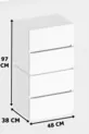 Commode Galata 4 tiroirs en similicuir anthracite pour chambre à coucher ou chambre de bébé