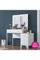 Rani Tavolo da Trucco con Specchio e Luci in Stile Hollywood con 5 Cassetti Organizzatore di Gioielli Bianco